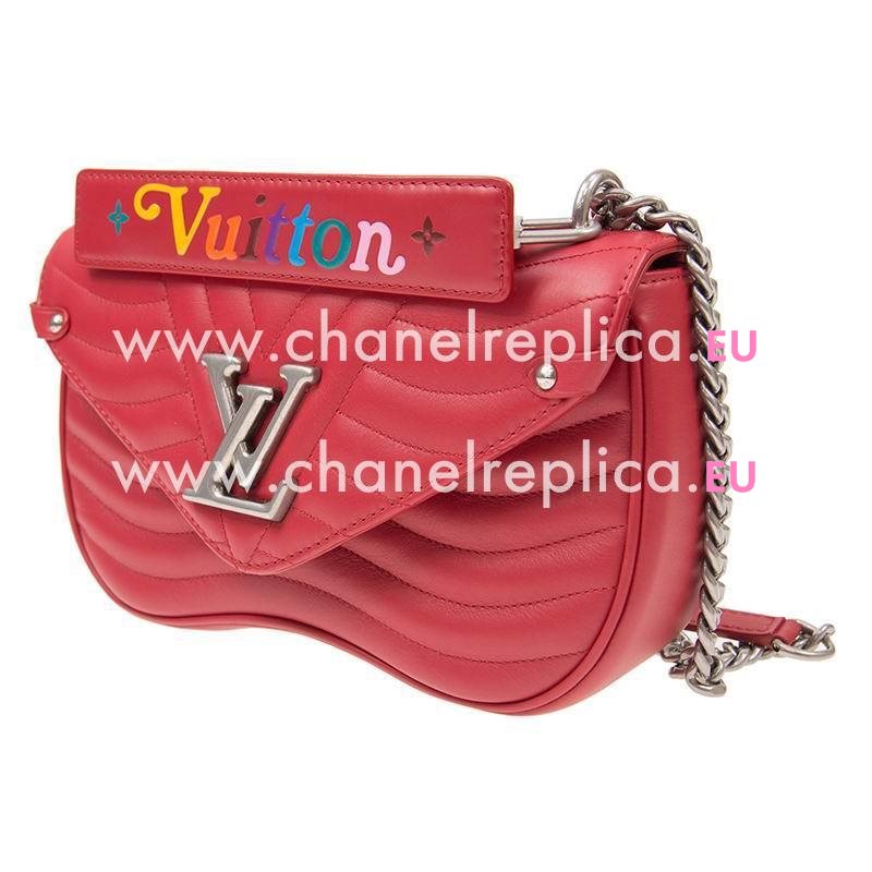 Louis Vuitton Smooth Calf Leather New Wave Chain Bag MM Red M51943