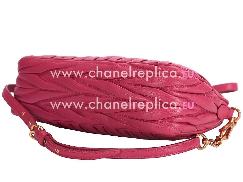 Matelassé nappa leather clutch Rose Red RP0356RR