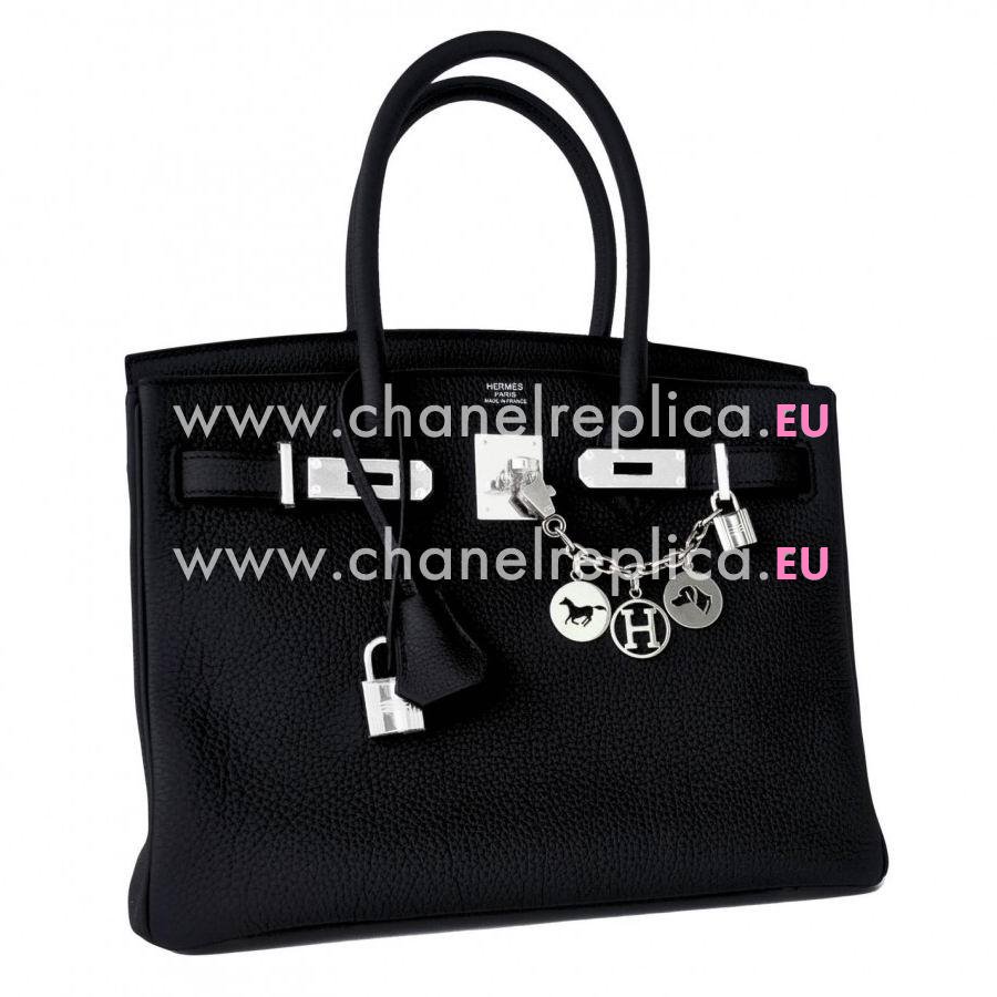 Hermes Birkin 30cm Black Togo Leather Palladium Hardware Bag H1030SHT