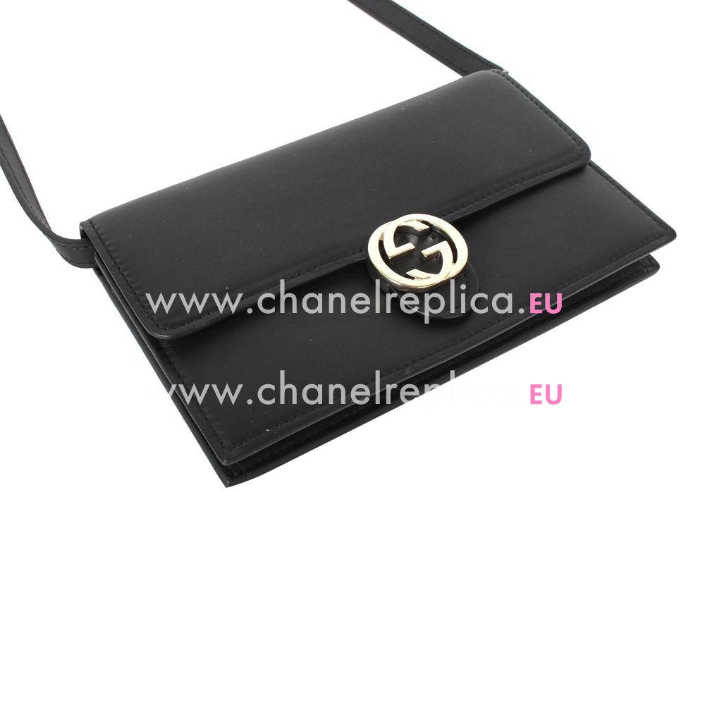 Gucci GG Calfskin Leather Clutch In Black G554922