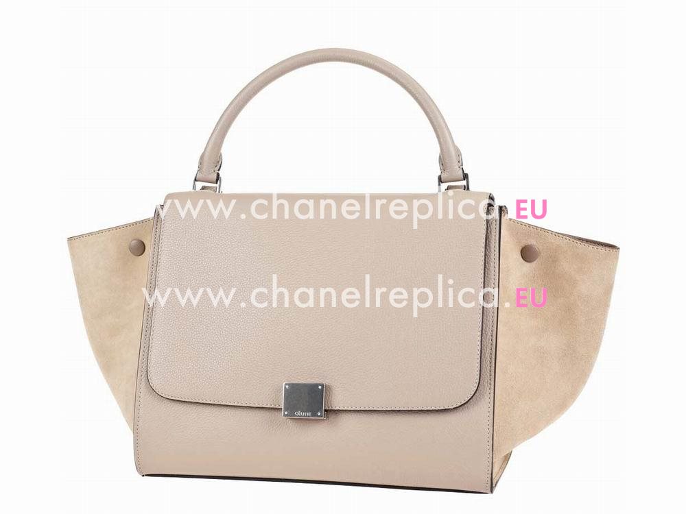 CELINE Medium Calfskin & Chamois Luggage Milk Tea CE486585