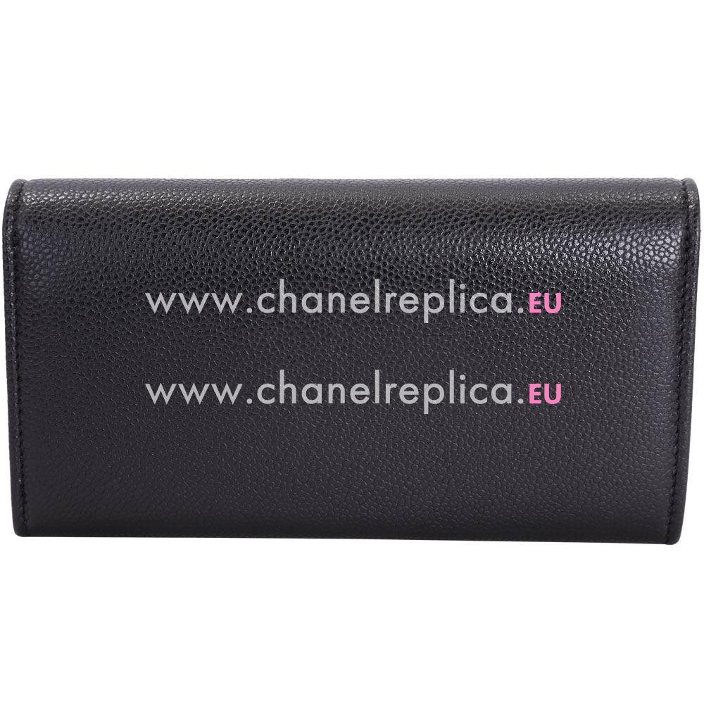 Chanel Classic CC Logo Calfskin Wallet Black C7041609