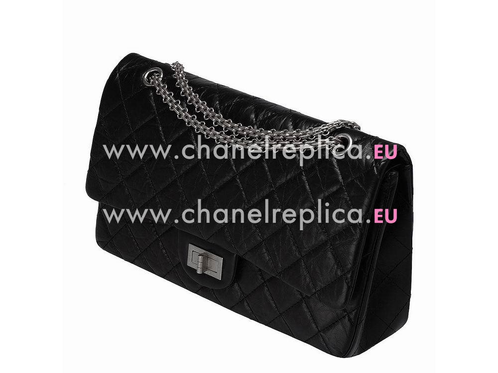 Chanel Jumbo Aged Calfskin Bag in Black(Antique-Silver) A12456AS