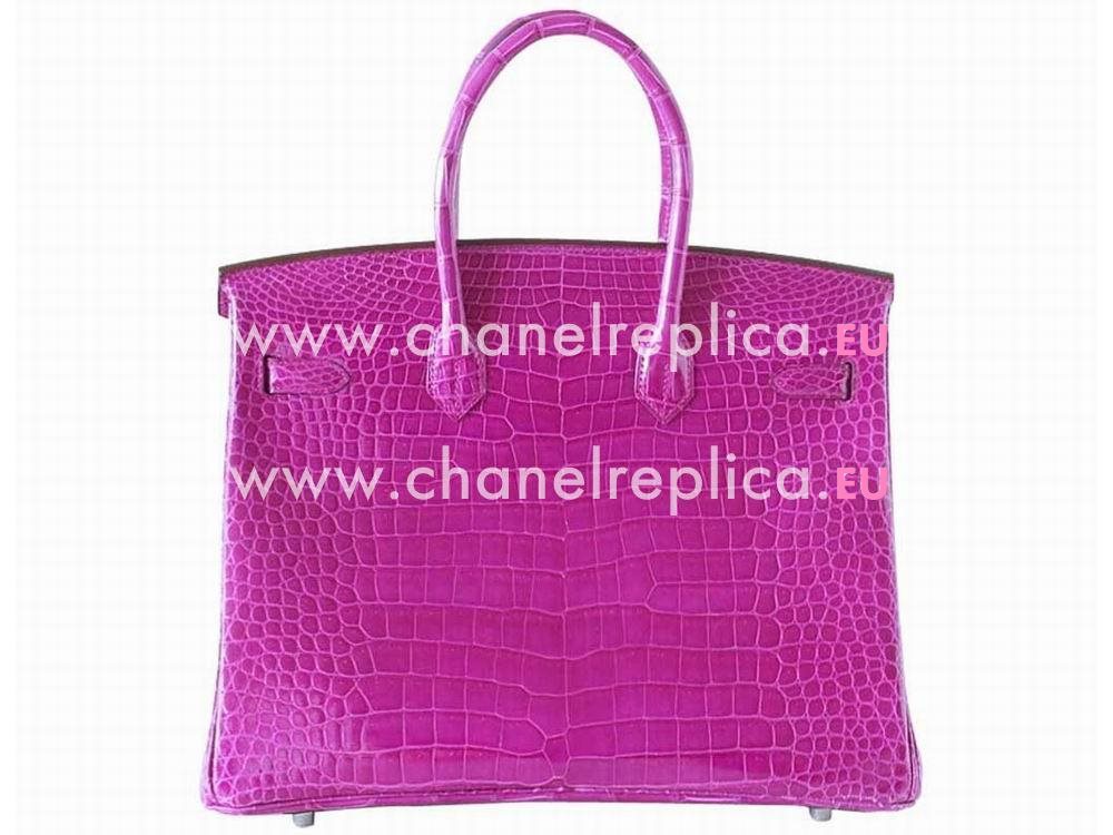 Hermes Birkin 35 Porosus Crocodile Rose Scheherazade Palladium Hand Sew H1035PPU