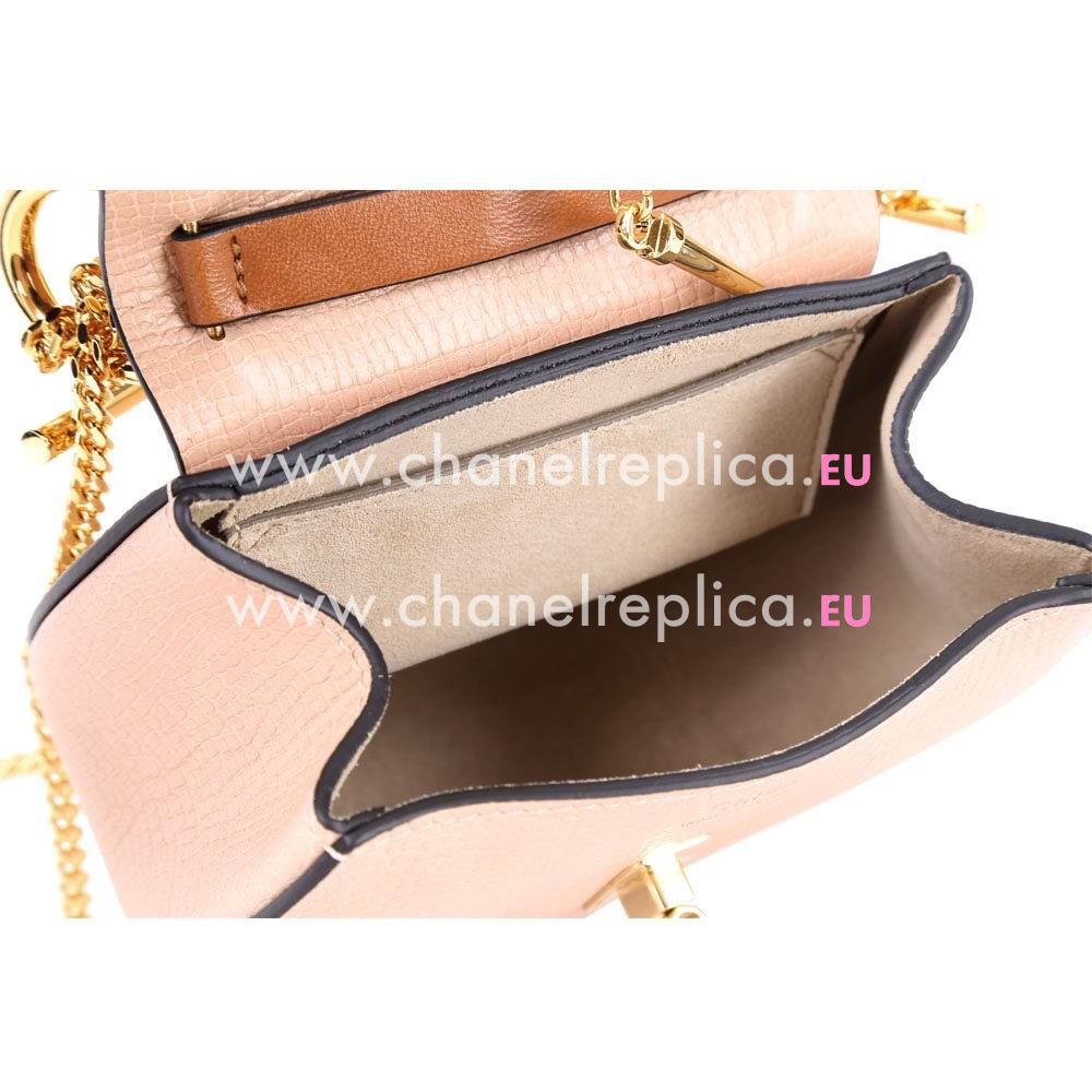 Chloe Drew Grain Leather Golden Chain Bag Pink Brown C55649961