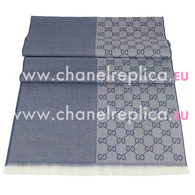 Gucci G Logo Wool Scarf Blue Gray G6102819