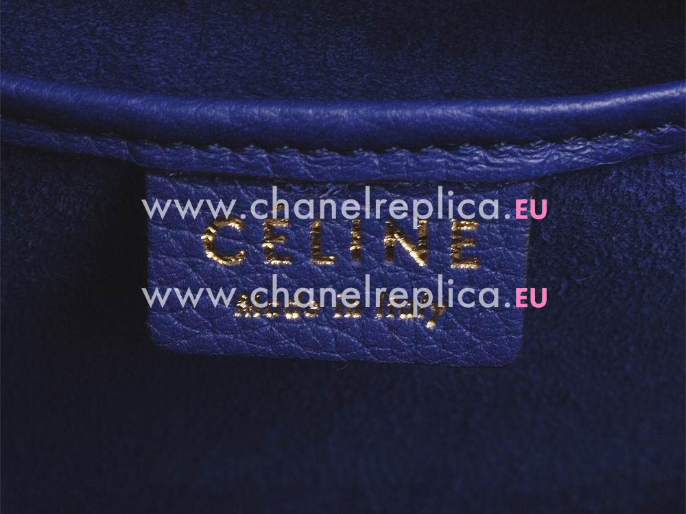 Celine Square Luggage Bubble Calfskin Nano Mini Gold Sapphire Blue CE544559