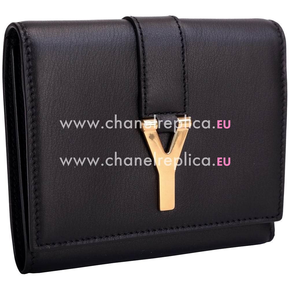 YSL Saint Laurent Paris Calfskin Y Wallets In Black YSL5262549