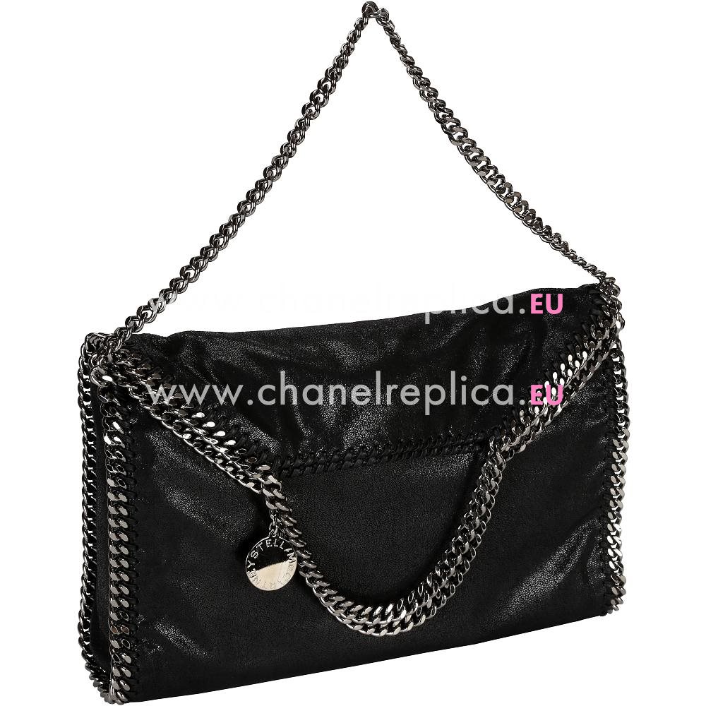 Stella McCartney Falabella Medium Size Silver Chain Bag Black S828644