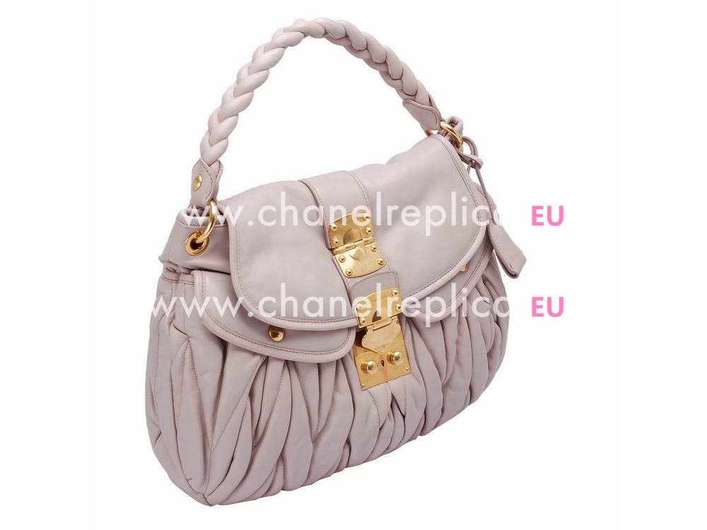 Miu Miu Matelasse Lux Nappa Leather Hobo Bag In Nude RR1300