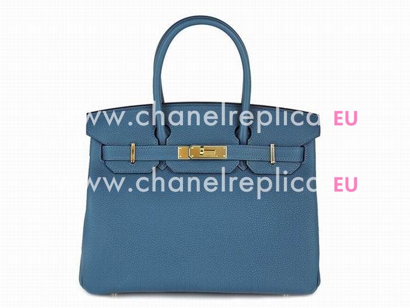 Hermes Birkin 30CM Togo Leather Turkey Blue Gold Hardware H1042DG