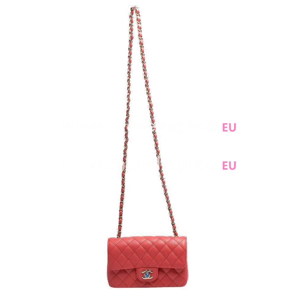 Chanel Classic Mini Flap Gold Hardware Caviar Calfskin Shoulder Bag Rose Pink C6112115