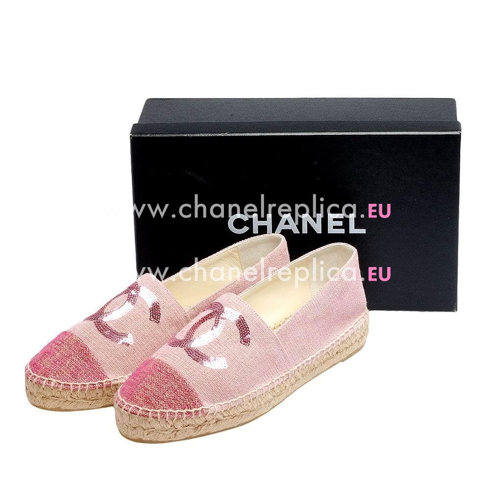 Chanel Calfskin CC Espadrilles Penelope Shoes Pink C4458521