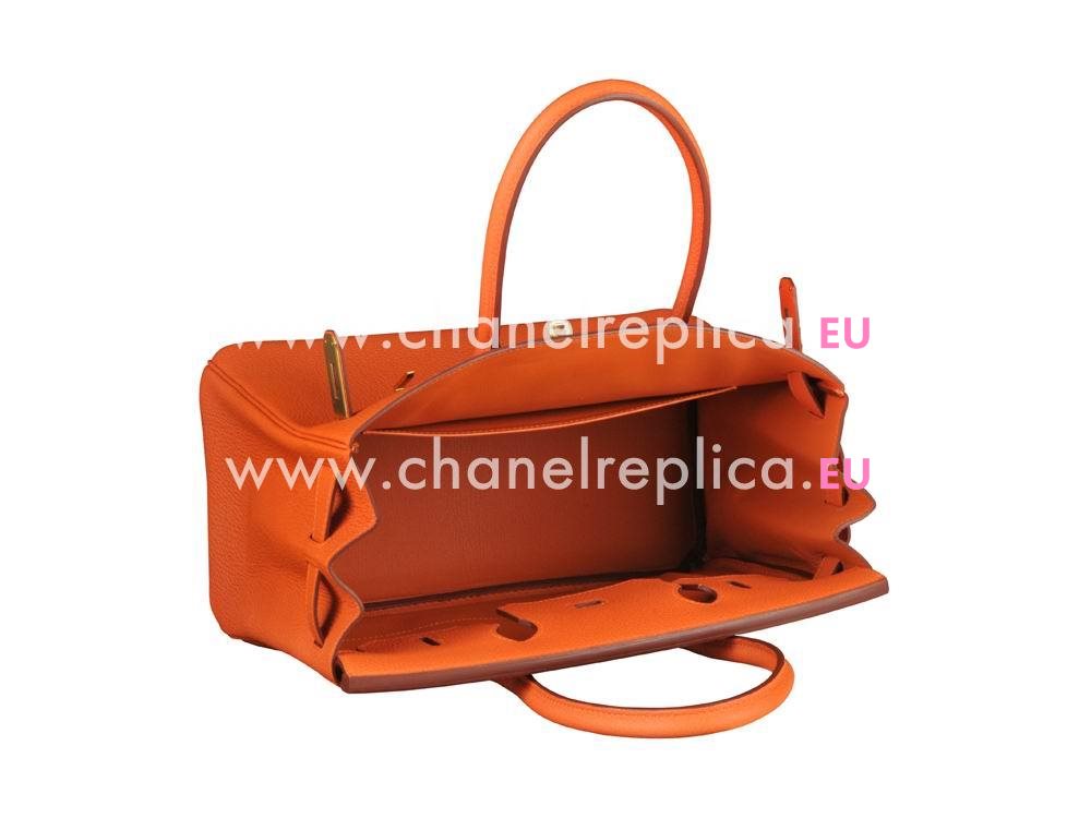 Hermes Birkin 30 Clemence Leather Orange 93 (Gold Hardware) HD529FT