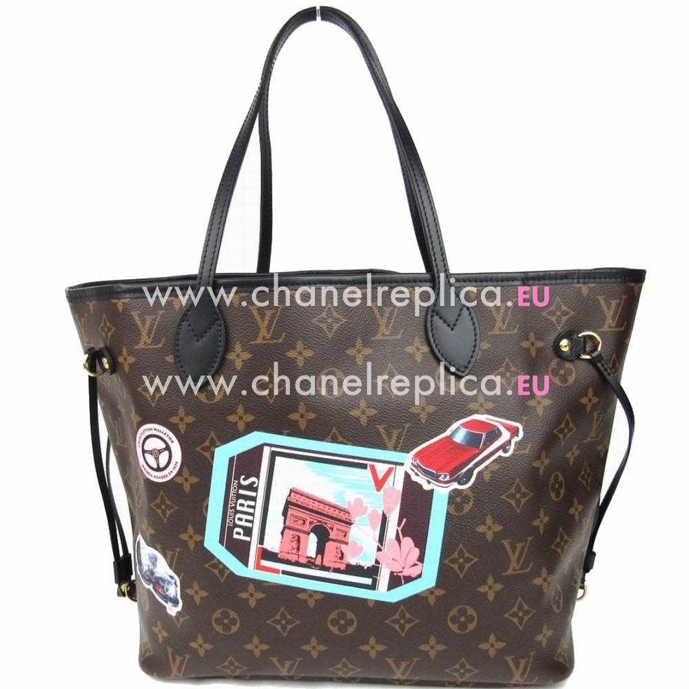 Louis Vuitton Neverfull Monogram Coated Canvas Exterior Bag MM M42844