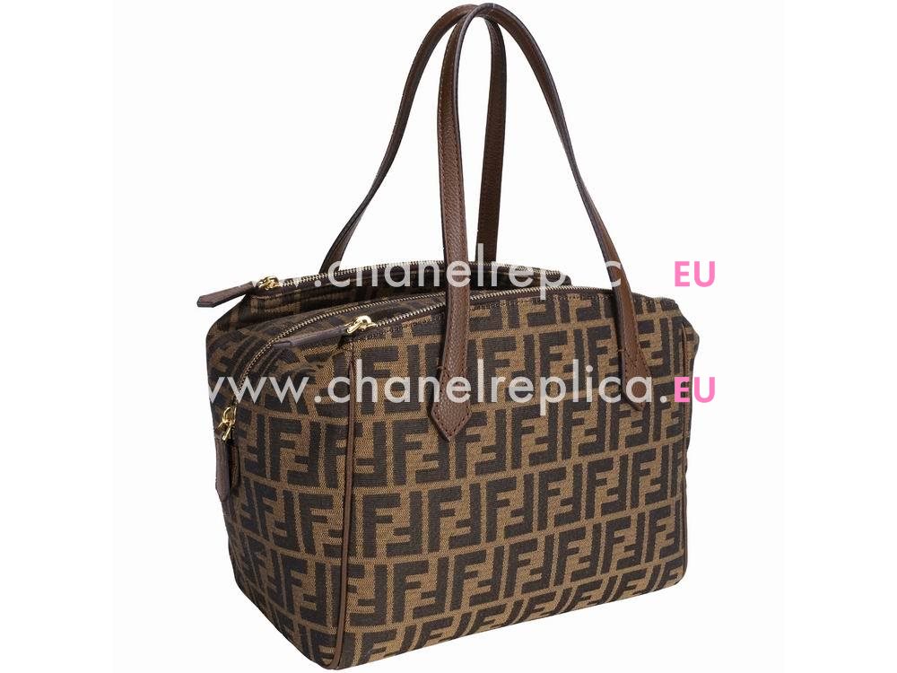 FENDI Classic Jacquard Weave Shoulder Bag In Coffee F517711