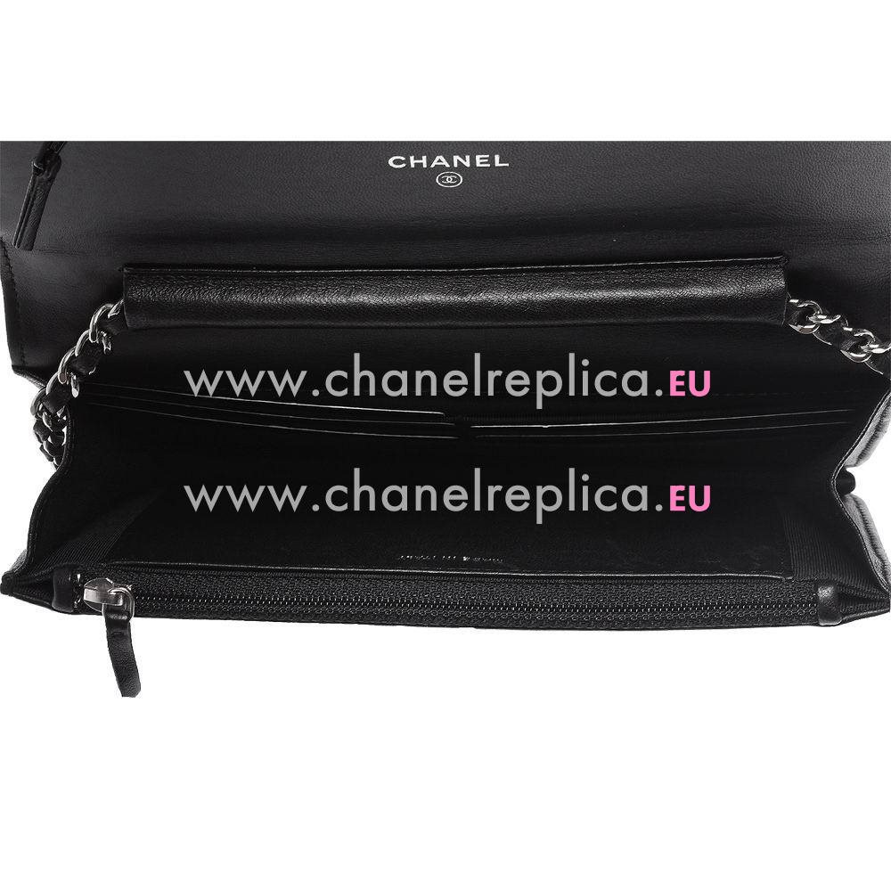 Chanel Classic Ceramics Silvery Chain Goatskin Shoulder Bag Black C6112109