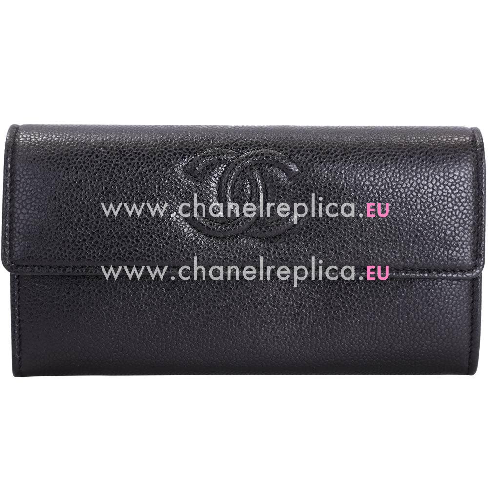 Chanel Classic CC Logo Calfskin Wallet Black C7041609