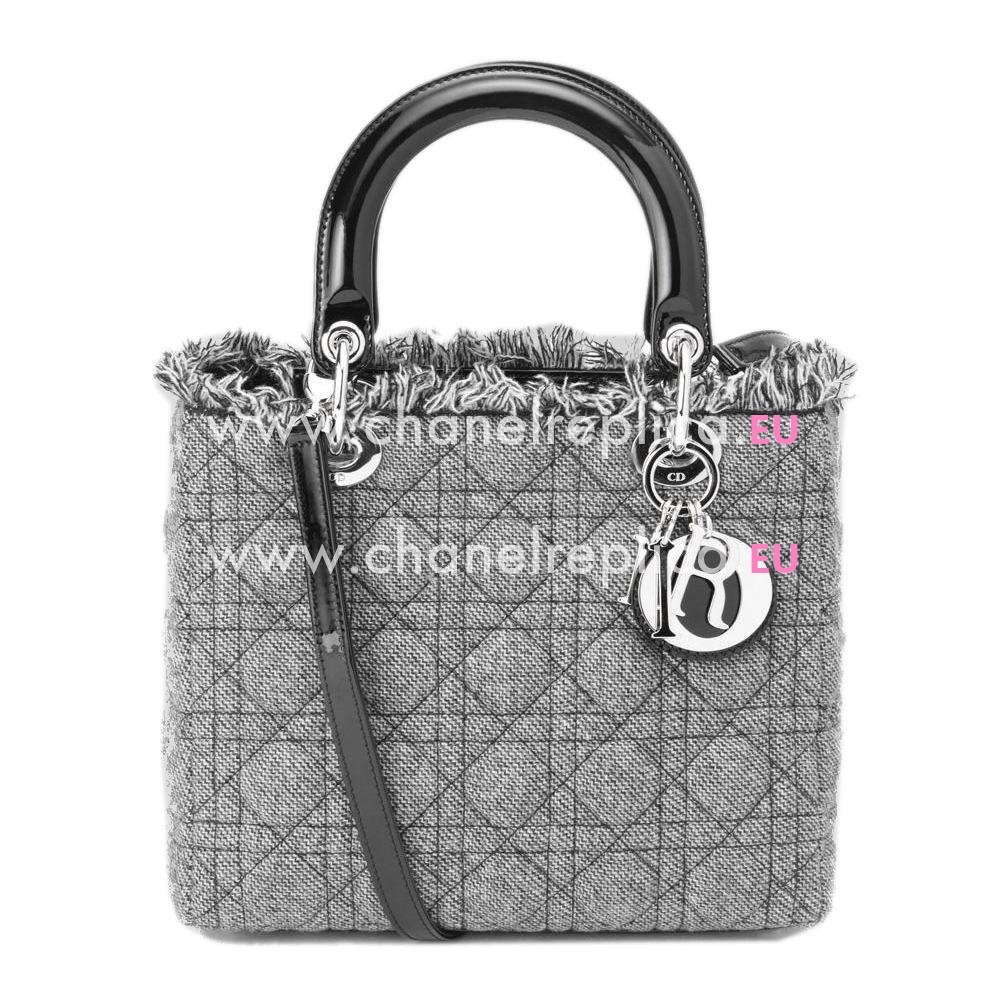Dior Lady Dior Canvas Leather In Grey D49785