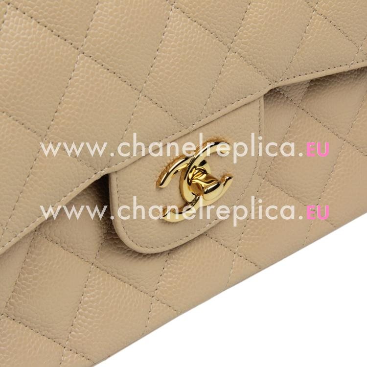 Chanel Biege Caviar Jumbo Double Flap Bag Gold Chain A58600CBG