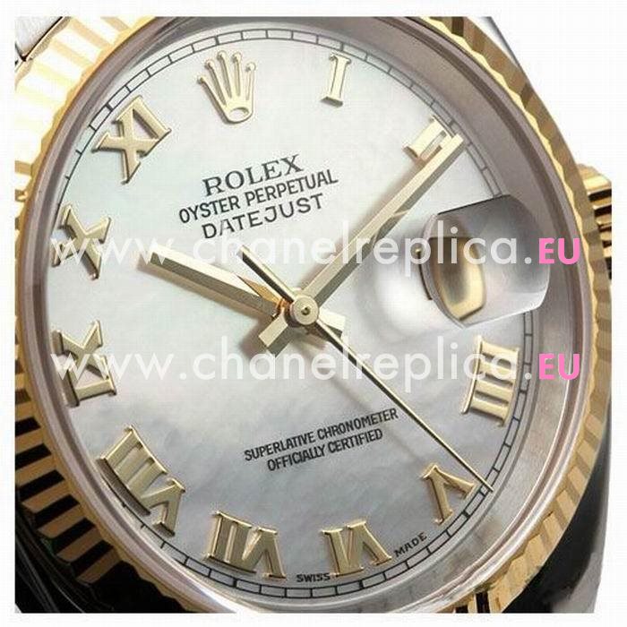 Rolex Datejust Automatic 37mm 18K Gold Stainless Steel Watch Silvery R116233-5