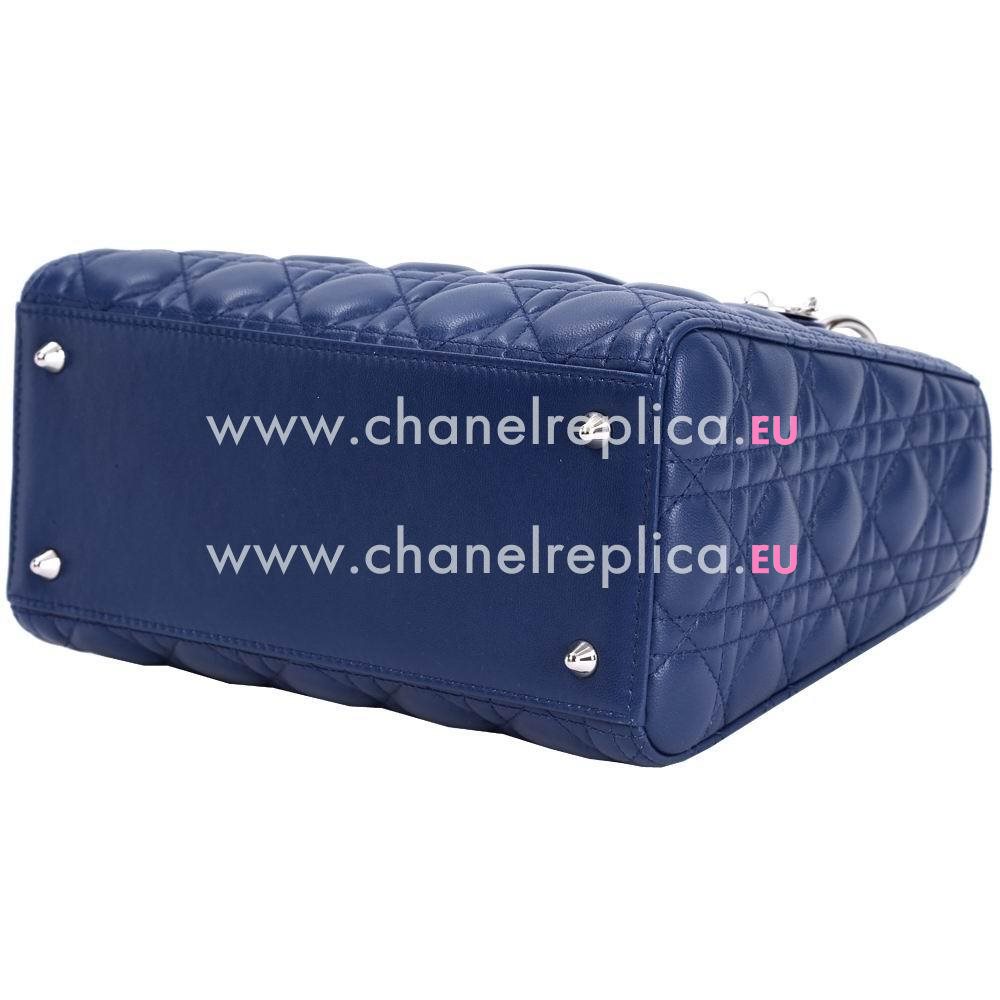 Dior Lady Dior Lambskin Medium Handbags Blue DB607853