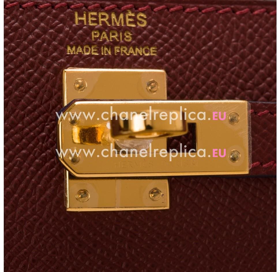 Hermes Kelly 25cm Rouge Epsom With Indigo Blue Contour And Gold Hardware HK1025RHK