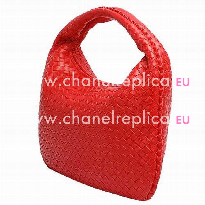 Bottega Veneta Classic Intrecciato Nappa Weave Falcate Shoulder Bag In Vermilion B5221104