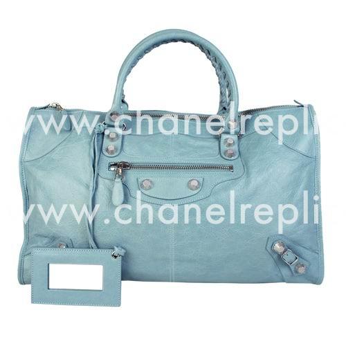 Balenciage Gaint 12 Work Lambskin Silvery hardware Bag GrayBlue B2055104