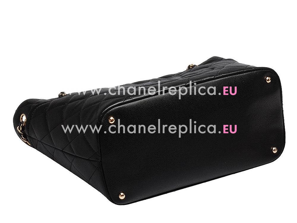 Chanel Classic Cambon Caviar Cowhide Bag Gold Chain Black A553106