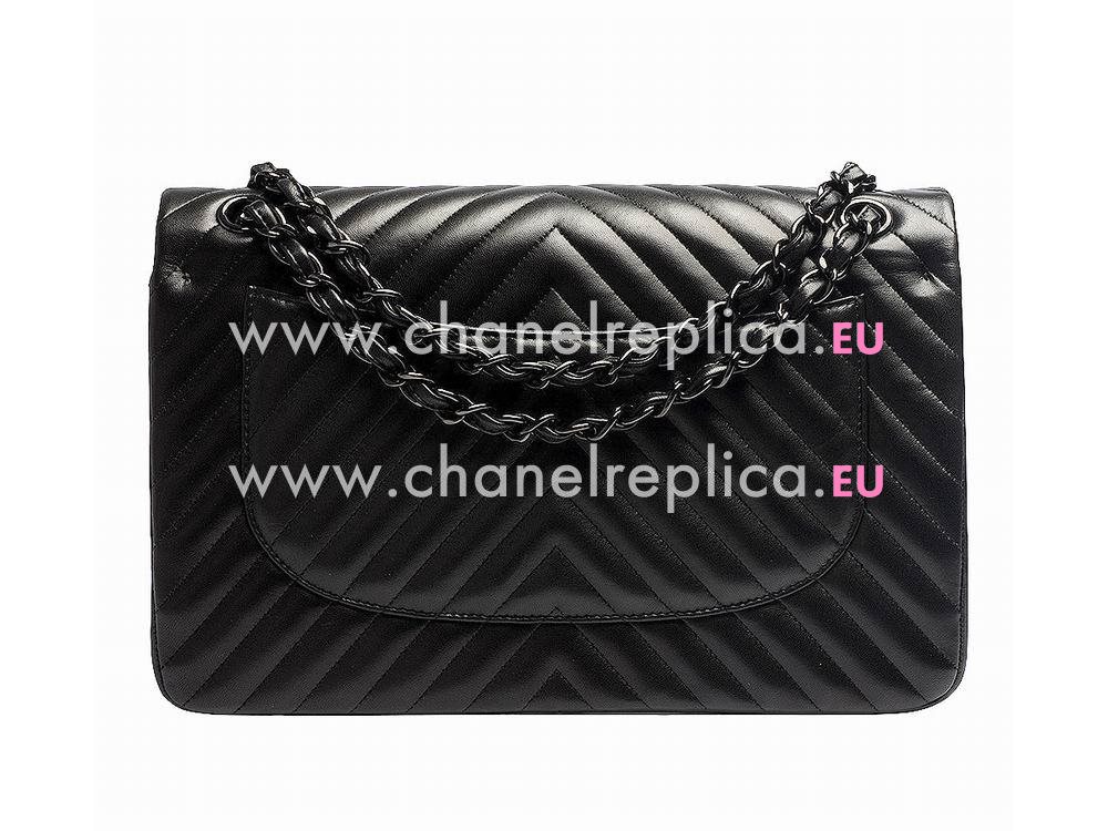 Chanel Calfskin Chevron Boy Shopping Bag In Black A599359