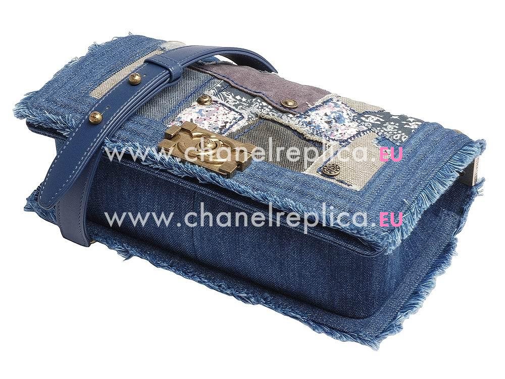 Chanel Boy Bag Patchwork Denim Flap Bag In Blue A92867-BLUE-GP