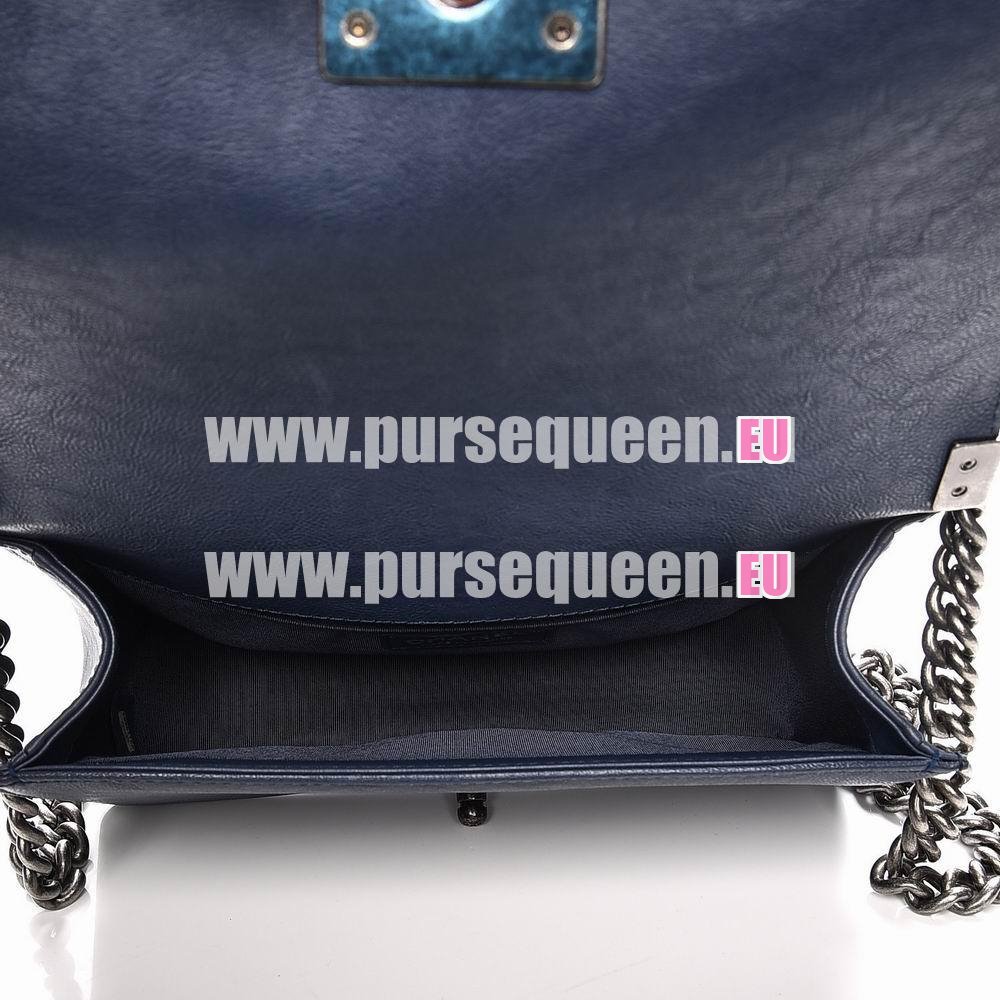 Chanel Calfskin Quilted Medium Top Handle Boy Flap Blue CH7821569