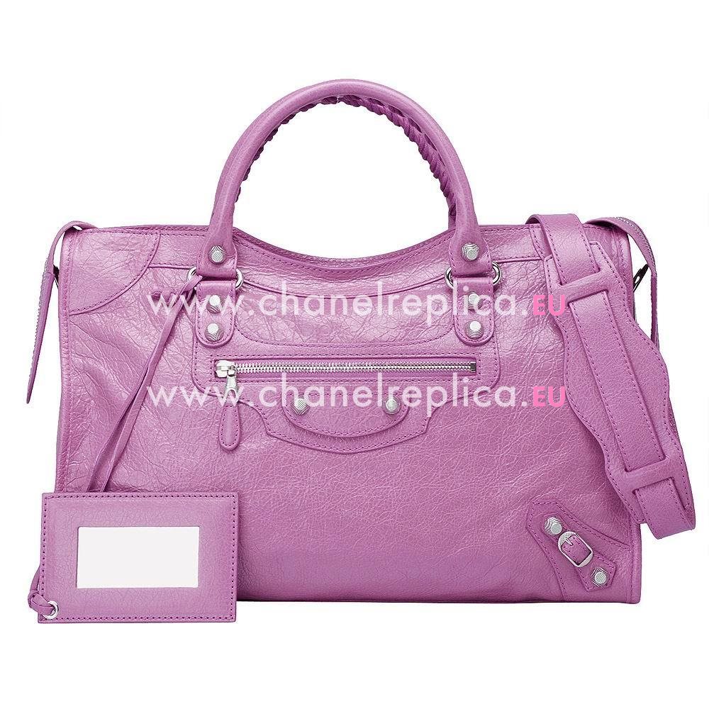 Balenciage City Lambskin Silvery hardware Classic Bag Pink Purple B5598296