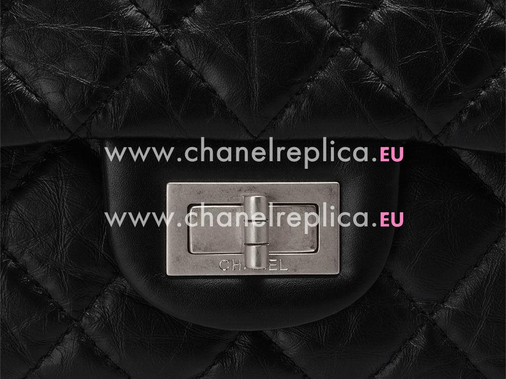 Chanel Jumbo Aged Calfskin Bag in Black(Antique-Silver) A12456AS