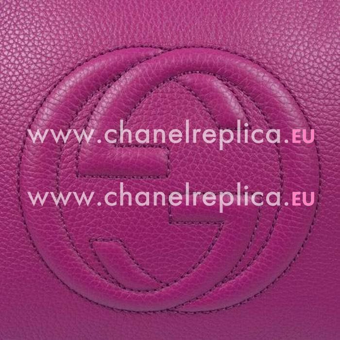 Gucci Soho Embossment GG Calfskin Canvas Shoulder Bag In Peach Red G7041009