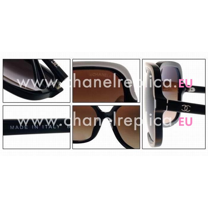 Chanel Plastic Frame Sunglasses Black apricot A7082801