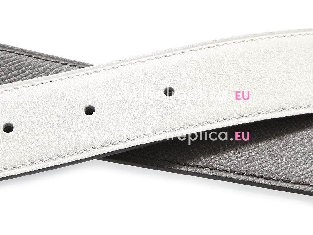 Hermes Silver H Gray Togo and Off White Box Leahter Belt H708508