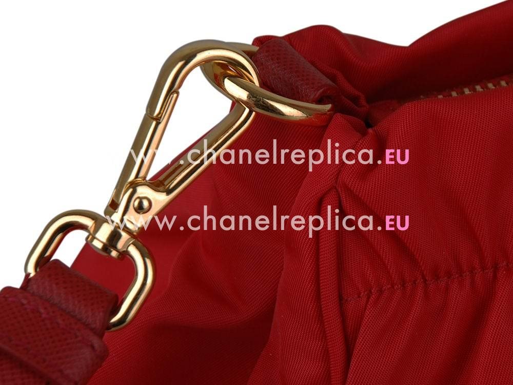 Prada Teaauto Saffiano Classic Triangle Logo Nylon Chain Handle/Shoulder Bag Red PBN52266