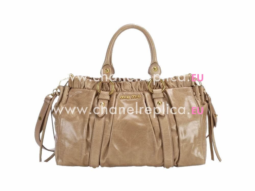 Miu Miu Vitello Lux Calfskin Large Shoulder Bag Camel RN0958