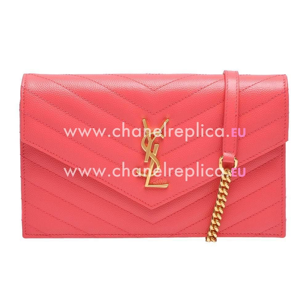 YSL Saint Laurent Monogram YSL Logo Caviar Calfskin Bag Royal Peach Pink Y6113010