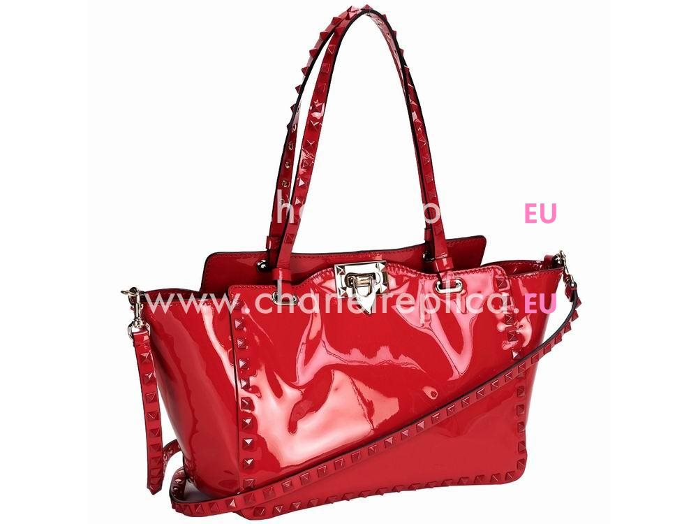 Valentino Rockstud Patent Small Handbag Red VA53534