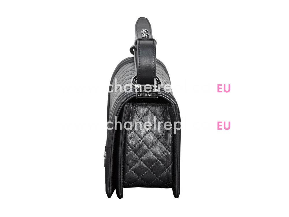 Chanel Black Lambskin Boy Bag Silver Hardware A92266