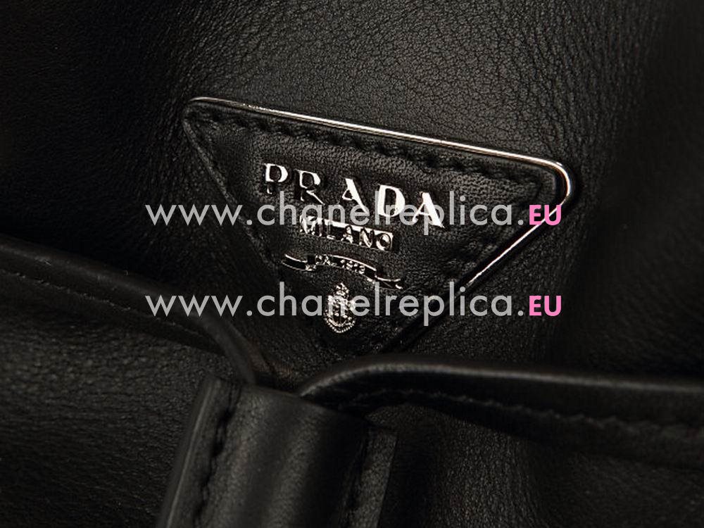 Prada Secchiello City Triangle Logo Calfskin Noe Bag Black PRB5069