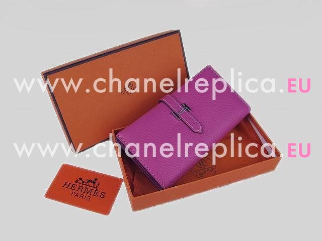 Hermes Dogon Clemence Leather Wallet Peach Red H0005G