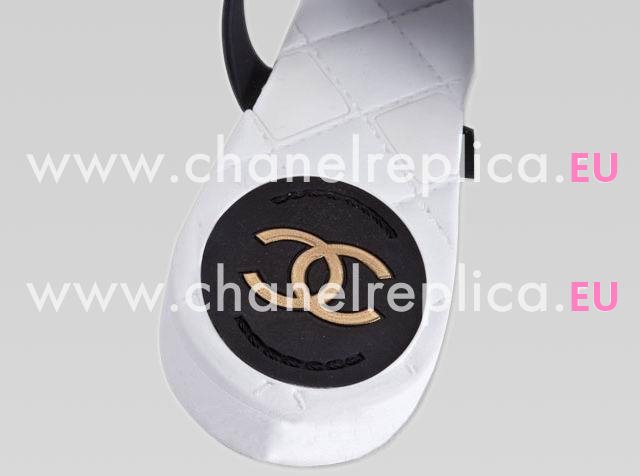 Chanel Camellia Flip-Flops Sandal In Black&White 264286