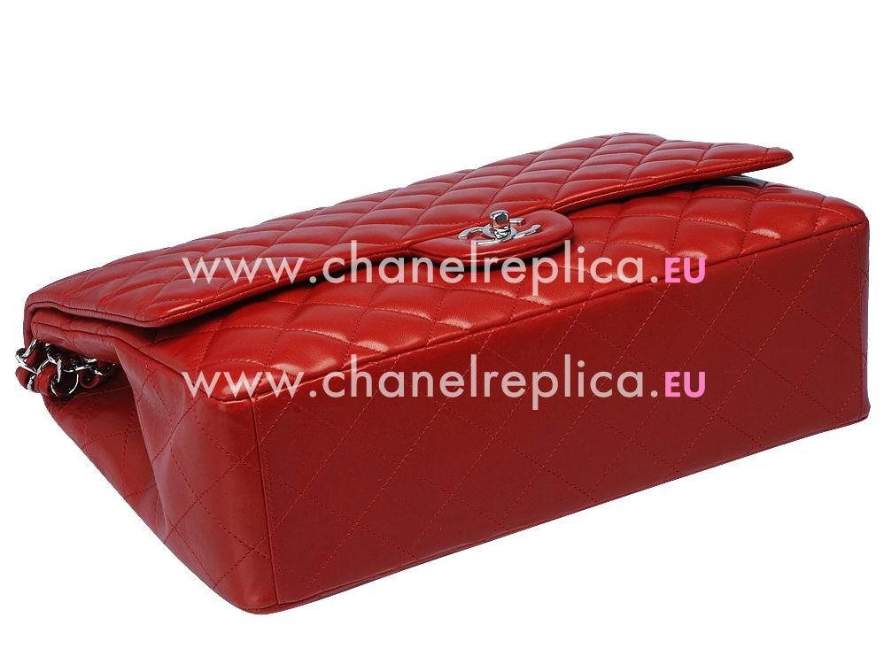 Chanel Marine Lambskin Maxi Bag Lipstick Red(Silver) A47600-81669