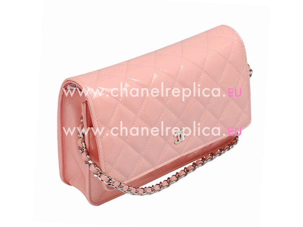Chanel CC Patent Leather Woc Bag Silver Pink A33814SPK