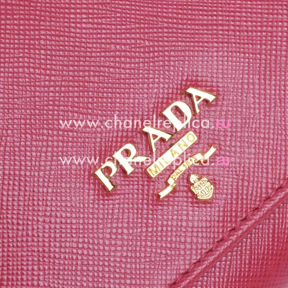 Prada Saffiano Gold Embossment Logo Cowhide Loose Change Wallet In Peach PR61017039
