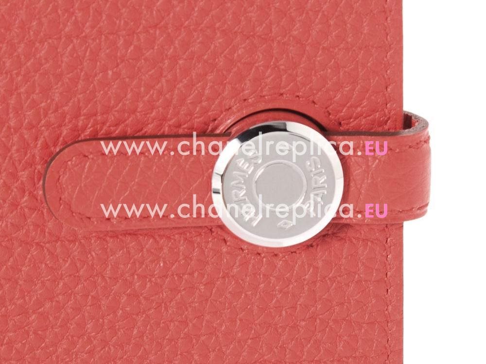 Hermes Dogon GM Togo Leather Long Wallet Silvery Hardware Orange H342816